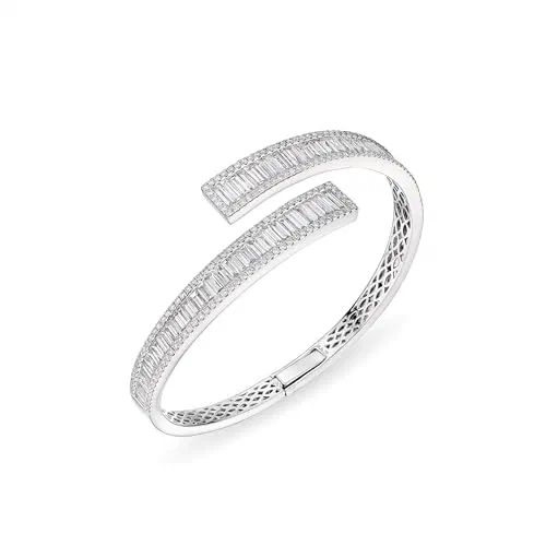 Éclosion Arch 5.75 Carat Baguette Diamond Bangle Bracelet in 18K White Gold