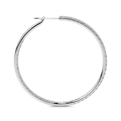 Eleanor 1.75 Carat Diamond Hoop Earrings in 18K White Gold — view 3