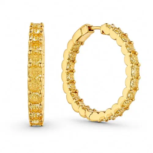 Emberelle 8.09 Carat Yellow Diamond Hoop Earrings in 18K Gold