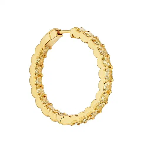 Emberelle 8.09 Carat Yellow Diamond Hoop Earrings in 18K Gold — view 3