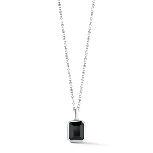 Emerald Cut Onyx Necklace - 22" + 2" Chain