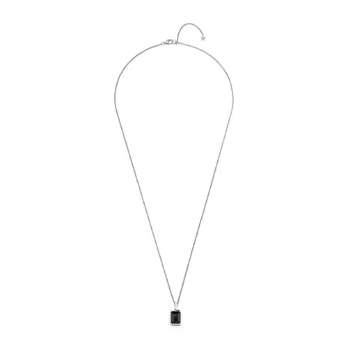 Emerald Cut Onyx Necklace - 22" + 2" Chain — view 3