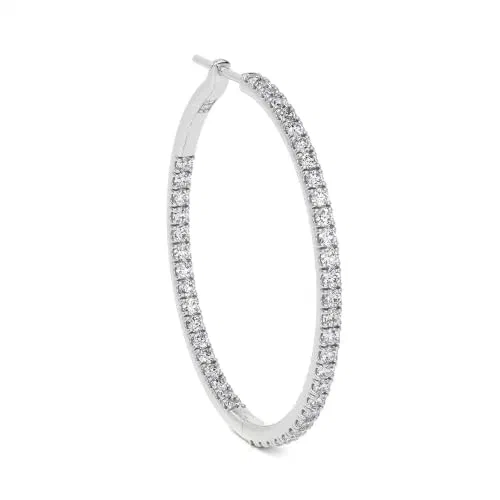 Emily 1.39 Carat Diamond Hoop Earrings in 18K White Gold — view 3