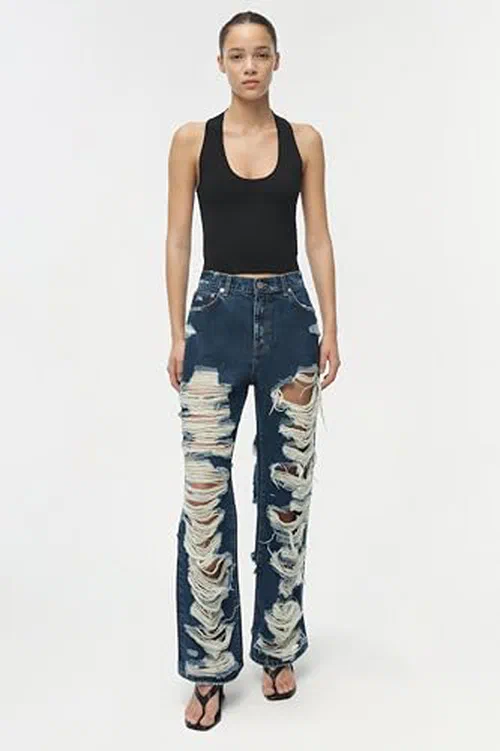 Erie High Waist Distressed Denim Pant — view 3