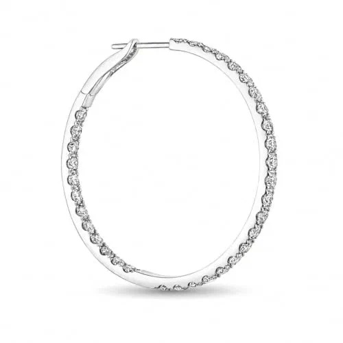 Evelyn 1.75 Carat Diamond Hoop Earrings in 18K White Gold — view 3