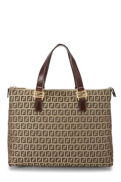 Fendi, Pre-loved Beige Zucchino Canvas Tote