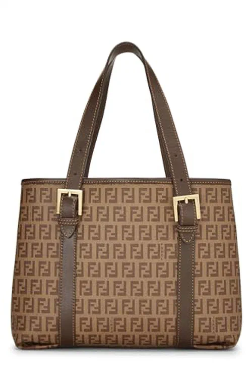 Fendi, Pre-loved Brown Zucchino Coated Canvas Tote Small