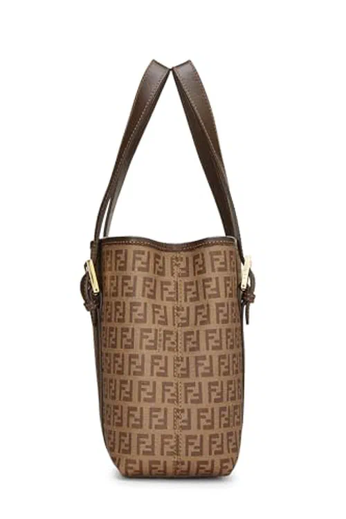 Fendi, Pre-loved Brown Zucchino Coated Canvas Tote Small — view 3