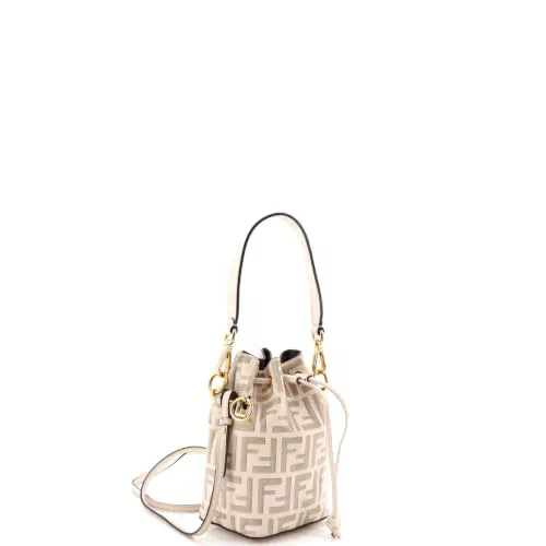 Fendi, Pre-Loved Mon Tresor Bucket Bag Zucca Embossed Leather Mini — view 3