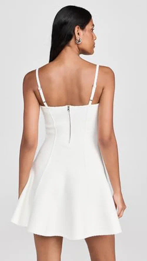 Fleur du Mal Women's Flared Corset Dress, Ivory, White, S — view 3