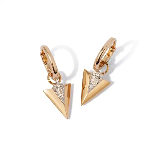 Flight 18ct Yellow Gold Diamond Arrow Hoop Earrings