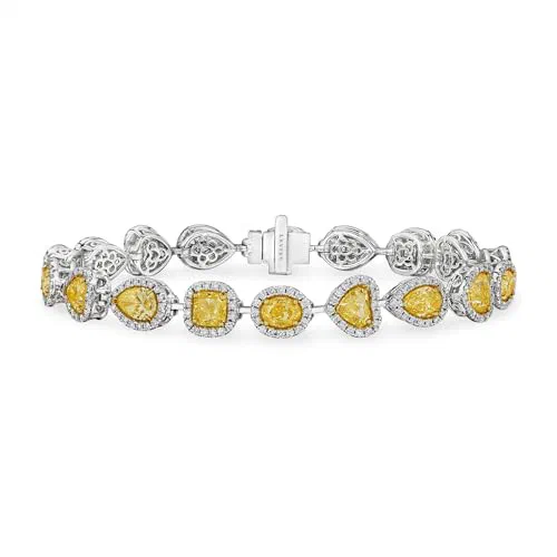 Golden Heartline 10.55 Carat Diamond Station Bracelet in 18K White Gold