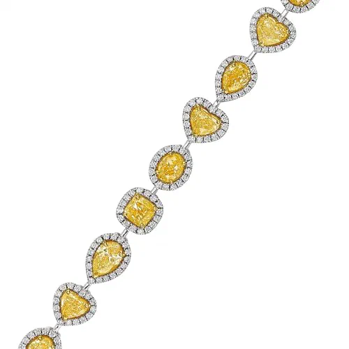 Golden Heartline 10.55 Carat Diamond Station Bracelet in 18K White Gold — view 3