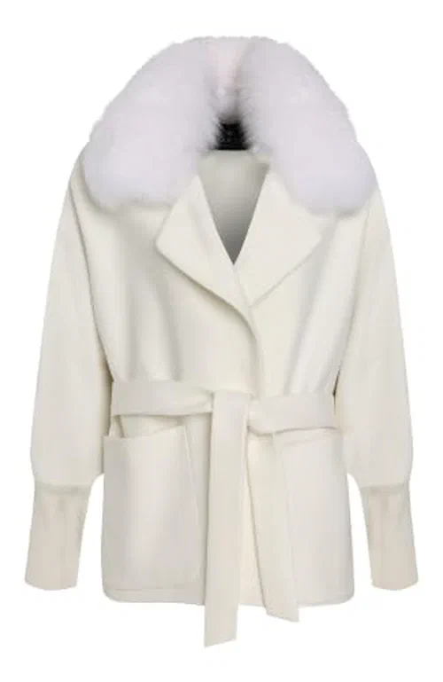 GORSKI, Fabric Jacket With Detachable Fox Collar with Belt, S