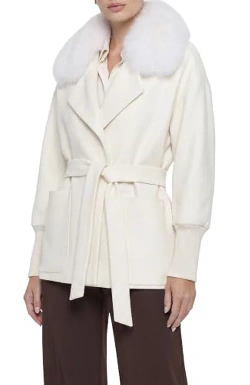 GORSKI, Fabric Jacket With Detachable Fox Collar with Belt, S — view 3