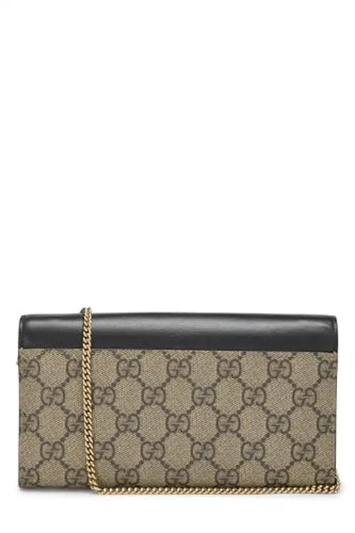 Gucci, Pre-loved Black Original GG Supreme Canvas Padlock Wallet On Chain (WOC) — view 3