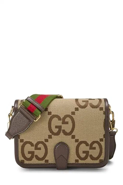 Gucci, Pre-loved Brown Jumbo GG Canvas Shoulder Bag