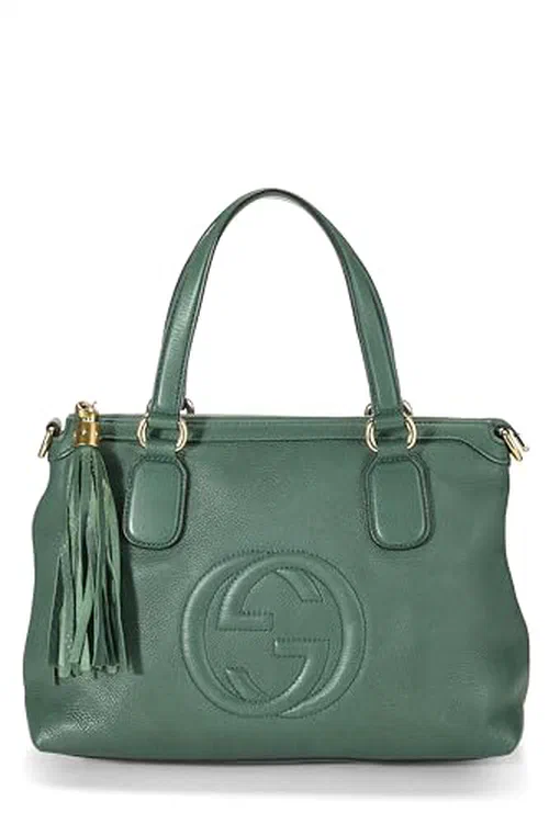 Gucci, Pre-loved Green Leather Soho Top Handle Bag