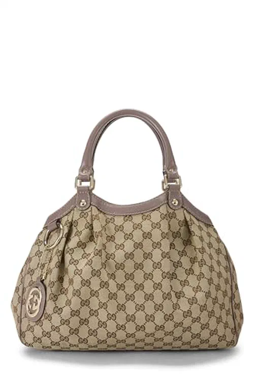 Gucci, Pre-loved Purple Original GG Canvas Sukey Tote