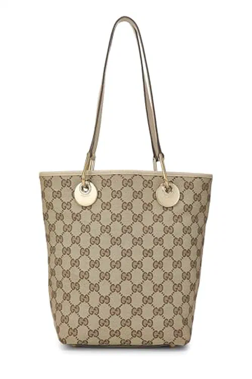 Gucci, Pre-loved White Original GG Canvas Eclipse Bucket Bag