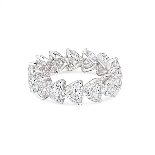 Heart's Desire 7.34 Carat Heart Shape Diamond Eternity Ring in 18K White Gold