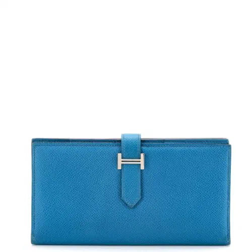 Hermès, Pre-Loved Bearn Wallet Long, Bleu Izmir