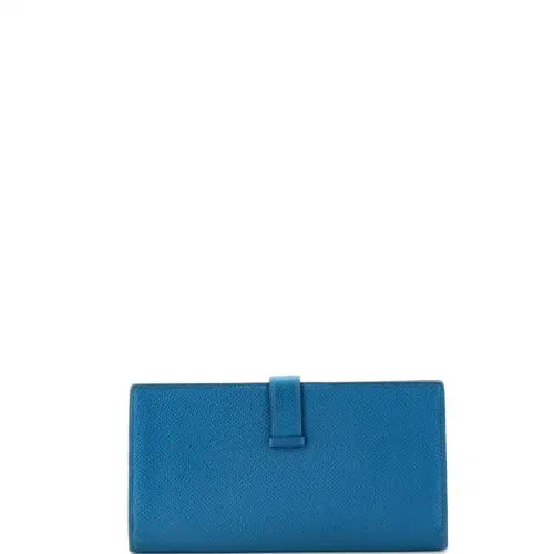 Hermès, Pre-Loved Bearn Wallet Long, Bleu Izmir — view 3