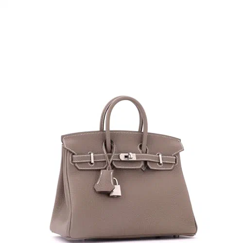 Hermès, Pre-Loved Birkin Handbag Grey Togo with Palladium Hardware 25, Etoupe — view 3
