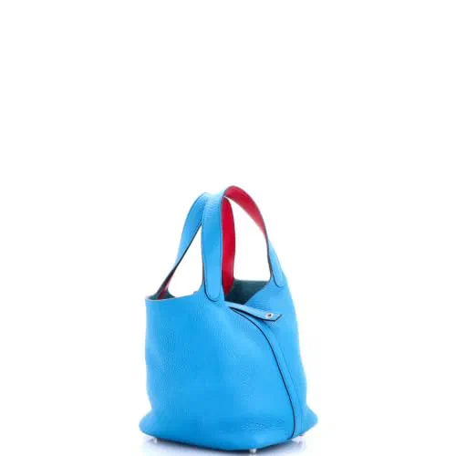 Hermès, Pre-Loved Eclat Picotin Lock Bag PM, Bleu Zanzibar — view 3