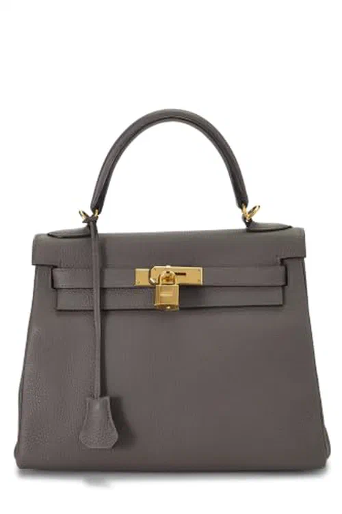 Hermès, Pre-loved Etain Togo Kelly Retourne 28