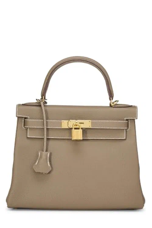 Hermès, Pre-loved Etoupe Togo Kelly Retourne 28