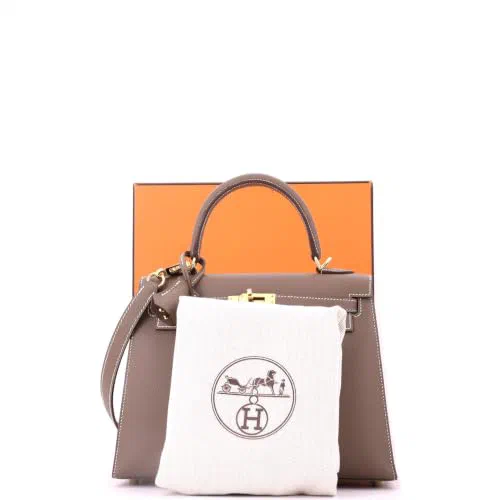 Hermès, Pre-Loved Kelly Handbag 25, Etoupe — view 3