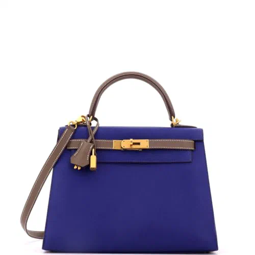 Hermès, Pre-Loved Kelly Handbag 28, Bicolor - Bleu Electrique/Etoupe