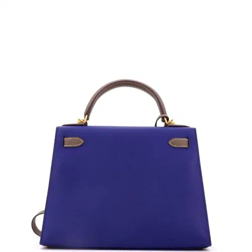 Hermès, Pre-Loved Kelly Handbag 28, Bicolor - Bleu Electrique/Etoupe — view 3