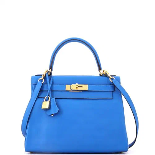 Hermès, Pre-Loved Kelly Handbag 28, Bleu Hydra