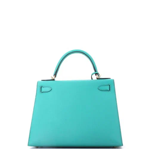 Hermès, Pre-Loved Kelly Handbag 28, Bleu Paon — view 3