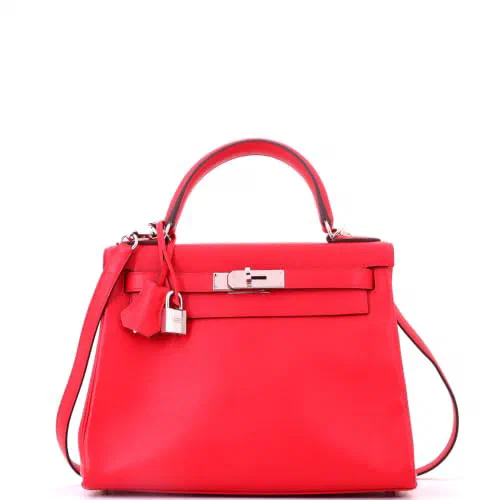 Hermès, Pre-Loved Kelly Handbag 28, Verso - Rouge de Coeur/Rouge Grenat