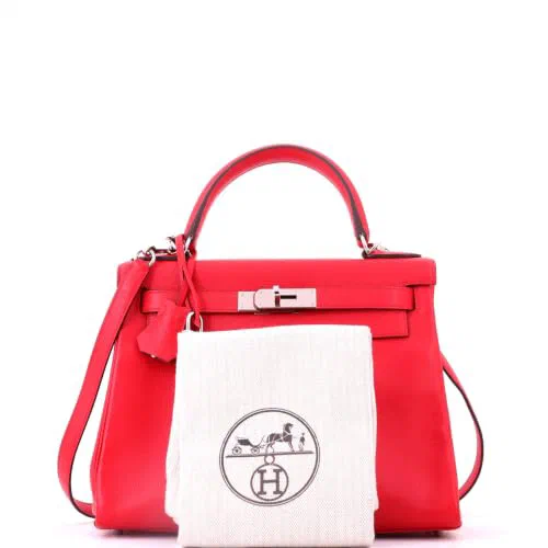 Hermès, Pre-Loved Kelly Handbag 28, Verso - Rouge de Coeur/Rouge Grenat — view 3