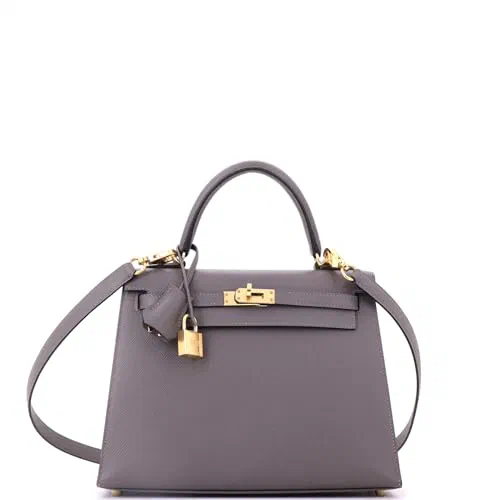 Hermès, Pre-Loved Kelly Handbag Grey Epsom with Gold Hardware 25, Gris Meyer