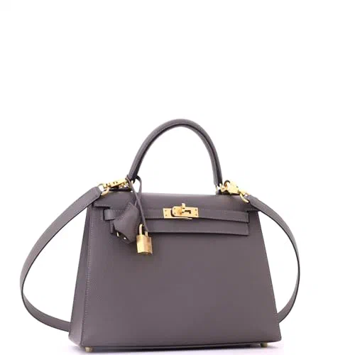 Hermès, Pre-Loved Kelly Handbag Grey Epsom with Gold Hardware 25, Gris Meyer — view 3