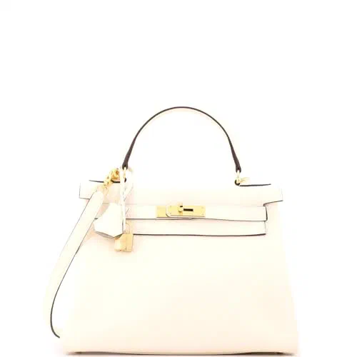 Hermès, Pre-Loved Kelly Handbag Light Togo with Gold Hardware 28, Nata