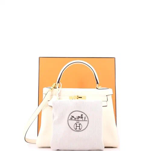 Hermès, Pre-Loved Kelly Handbag Light Togo with Gold Hardware 28, Nata — view 3