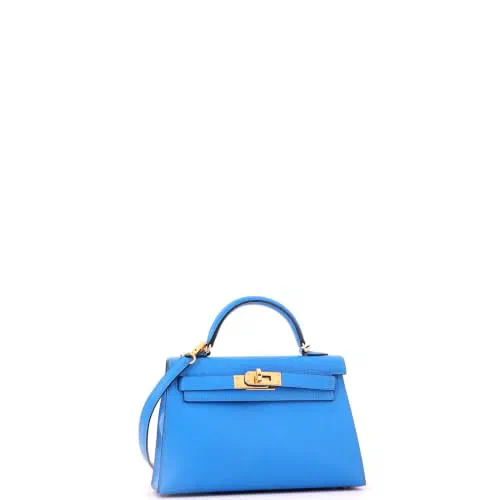 Hermès, Pre-Loved Kelly Mini II Bag 20, Bleu Zanzibar — view 3