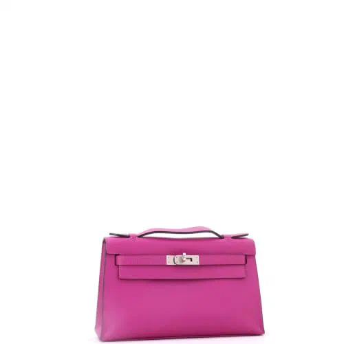 Hermès, Pre-Loved Kelly Pochette, Rose Pourpre — view 3