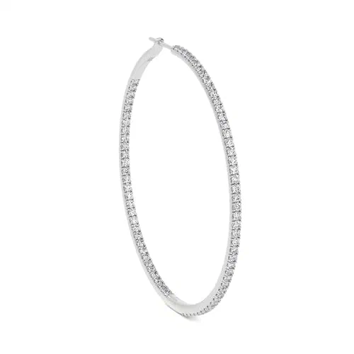 Isabella 1.96 Carat Diamond Hoop Earrings in 18K White Gold — view 3