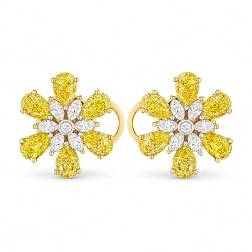 Jaune Bloom 3.12 Carat Diamond Stud Earrings in 18K Gold — view 3