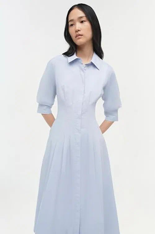 Jazz Cotton Pintuck Midi Dress — view 3