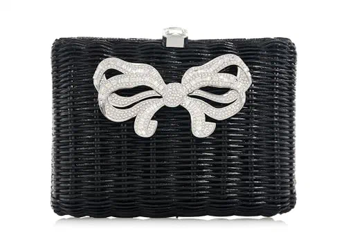 Judith Leiber Couture, Hailey Wicker Bow Basket, Black