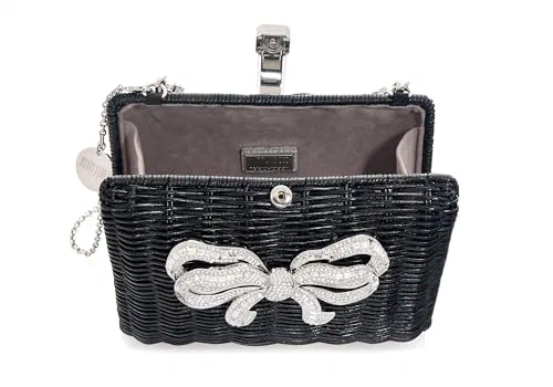 Judith Leiber Couture, Hailey Wicker Bow Basket, Black — view 3