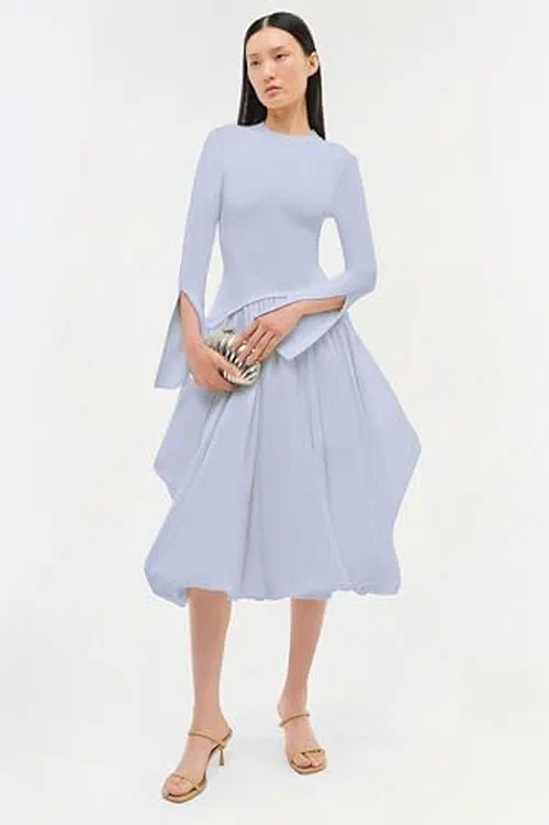 Kenlie Taffeta Knit Midi Dress — view 3
